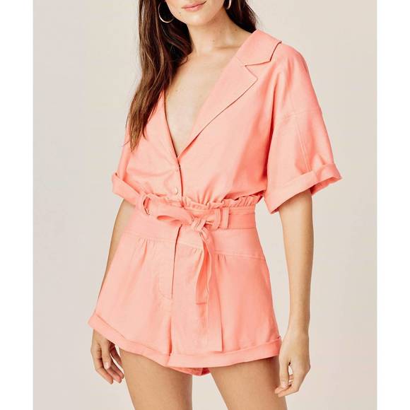 NEW FOR LOVE & LEMONS millie romper in mango - Picture 1 of 4